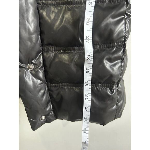Moda international Puffer Jacket Black Women’s Size Small Long Winter Coat Shiny - Picture 8 of 15